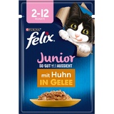 Felix So gut wie es aussieht Junior Kittenfutter nass in Gelee, mit Huhn, 26er Pack (26 x 85g)