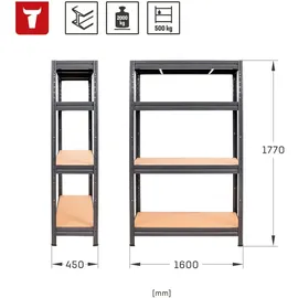 Stier Fachbodenregal Leder 1770x1600x450 mm
