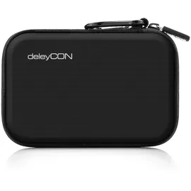 deleyCON Festplattentasche Festplatten Case HDD Case - für 2,5 Zoll Festplatten und SSD - Robust & Stoßsicher - 2 Innenfächer Netztaschen - Schwarz