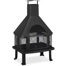 Relaxdays Terrassenofen mit Grill Ø 63 cm Schwarz