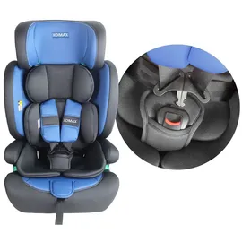 XOMAX Kindersitz ISOFIX I mitwachsend I 9-36 kg, 15 Monate - 12 Jahre, Gruppe 1/2/3 I 5-Punkt-Gurt und 3-Punkt-Gurt I Bezug abnehmbar und waschbar I ECE R129 I anthrazit-blau