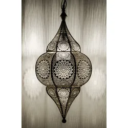 Orientalische Indische Lampe Deckenlampe Malha Silber