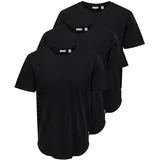 Only & Sons ONSMATT LONGY SS TEE 3-PACK schwarz M