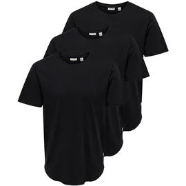 Only & Sons ONSMATT LONGY SS TEE 3-PACK schwarz M