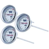 Rosenstein & Söhne Grillthermometer 3er-Set Edelstahl weiß