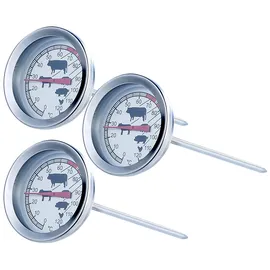 Rosenstein & Söhne Grillthermometer 3er-Set Edelstahl weiß