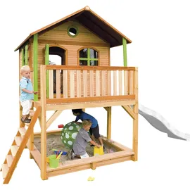 Axi Marc Spielhaus Braun - Grün mit Weißer Rutsche 212 x 432 x 293 cm