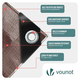 VOUNOT Abdeckplane 2 x 3 m Braun