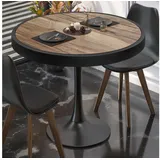 GGMMÖBEL BL | Bistrotisch | Ø:H 70 x 78 cm | Metallrahmen | Sheesham / Schwarz | Rund