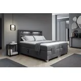 Fun Möbel Boxspringbett Elektrisch Bett DAVIDE 160x200cm in Stoff Fresh Dunkelgrau - Grau