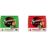 Senseo Pads Mild, 160 Kaffeepads UTZ-zertifiziert, 10er Pack, 10 x 16 Getränke & Pads Classic, 160 Kaffeepads UTZ-zertifiziert, 10er Pack, 10 x 16 Getränke