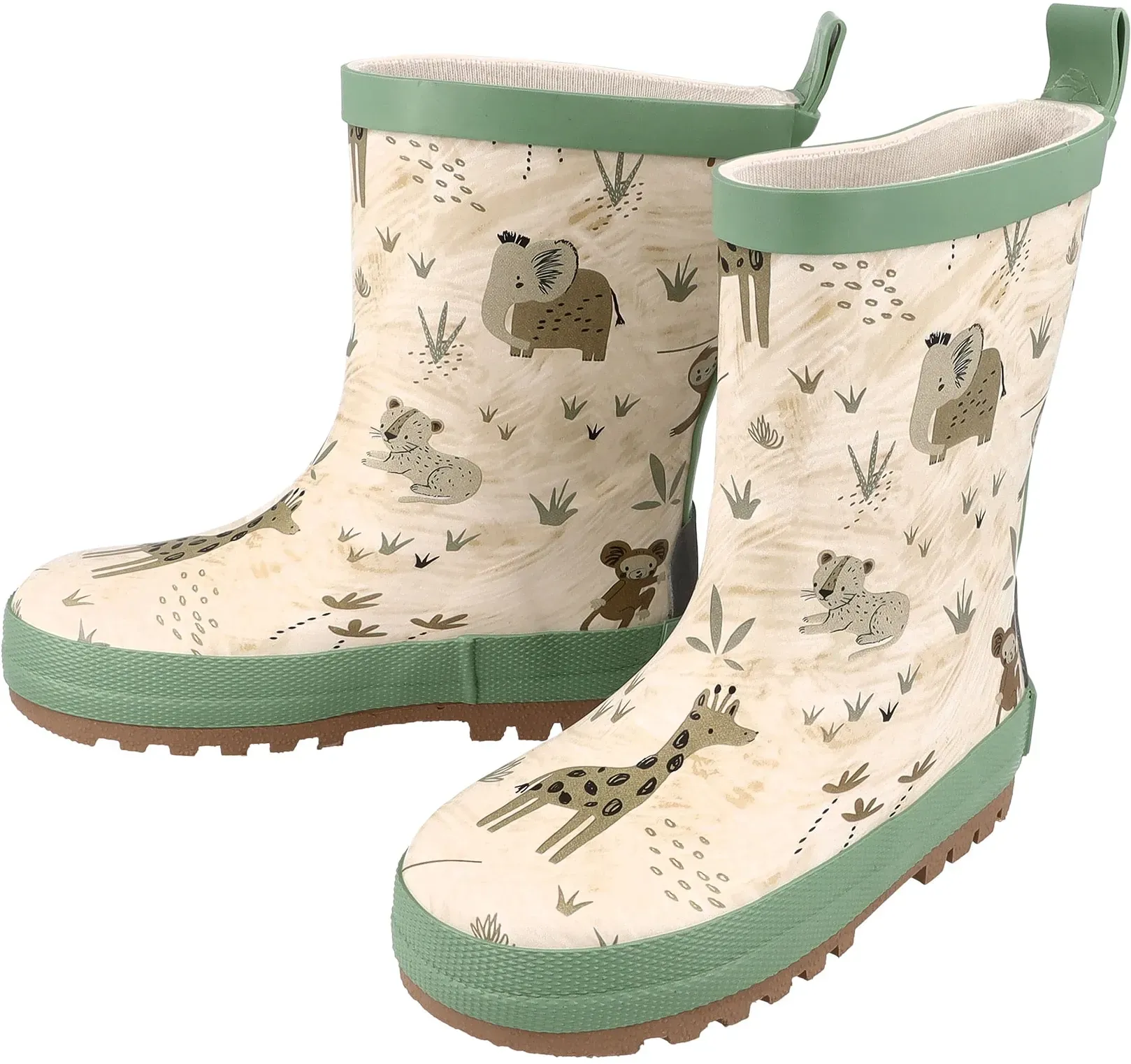 Gummistiefel MAXIMO, Mädchen, Gr. 24, tee, beige, Obermaterial: 100% Gummi, Schuhe Gummistiefel, Allover-Print, gefüttert, reflektierende Details