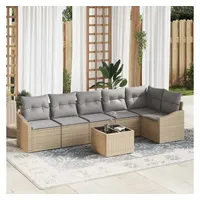 vidaXL Garten Essgruppe 7-tlg. Beige/Hellgrau