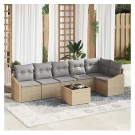 vidaXL Garten Essgruppe 7-tlg. Beige/Hellgrau