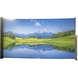 Garden Pleasure Seitenmarkise Motiv Bergsee 160 x 300 cm Silbergrau Aluminium