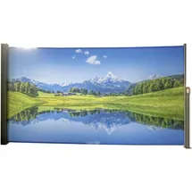 Garden Pleasure Seitenmarkise Motiv Bergsee 160 x 300 cm Silbergrau Aluminium