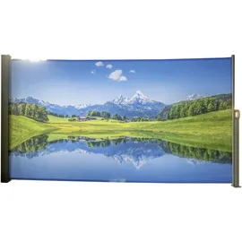Garden Pleasure Seitenmarkise Motiv Bergsee 160 x 300 cm Silbergrau Aluminium
