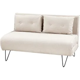 Beliani Schlafsofa Stoff 2-Sitzer Hellbeige