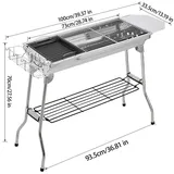 Klappbarer Holzkohlegrill + Tragbares Grillset Aus Edelstahl + Extra Großer, Ausziehbarer Grill + Vielseitig Einsetzbar Zum Braten Und Grillen + Klappbarer Grill Für Camping, Strand, Picknicks Und Gar