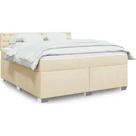 vidaXL Boxspringbett mit Matratze Creme 180x200 cm Stoff