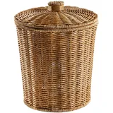 MAKIVI Geflochtener Korb Müll Eimer Runder Rattan Abfall Korb mit Deckel Pflanzgefäß Geflochtene Aufbewahrung Körbe Weiden Papier Korb Müll Eimer