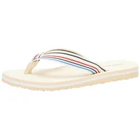 Tommy Hilfiger Damen Flip Flops Stripes Beach Sandal Badeschuhe, Weiß (Calico), 37