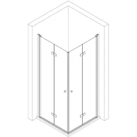 Breuer Elana 2.0 Eckeinstieg mit Drehfalttür rechts 80 x 80 cm Klarglas 1432001101014