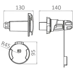 Cruiser 3 Pin Ladestrom-Steckdose 16A Edelstahlkappe