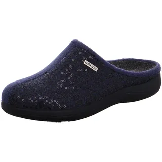 ROHDE 6550 Bari Schuhe Damen Hausschuhe Pantoffeln Softfilz Weite G, Größe:40 EU, Farbe:Blau