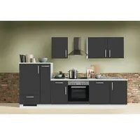 Menke Küchenzeile Premium  (Breite: 310 cm, Schiefer Grau, Mit Elektrogeräten, Mit Geschirrspüler, Weiß)