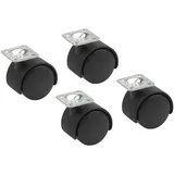 Metafranc Doppelrollen Ø 50 mm - 40 x 40 mm Platte - Kunststoff-Räder - Harte Lauffläche - Gleitlager - 50 kg Tragkraft - 4 Stück / Transportrolle / Containerrolle / Möbelrolle / 418600