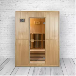 PureHaven Infrarotsauna kombiniert mit Saunaofen aus kanadischem Hemlockholz energiesparend Saunasteine - versch. Ausführungen