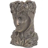 ML-Design Pflanztopf Frauenkopf Figur 21x16x32 cm Bronze Kunstharz Innen Außen