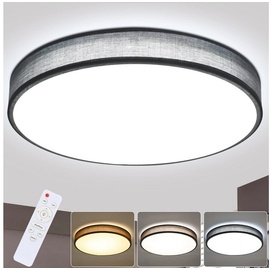 ZMH Deckenlampe Schlafzimmer - Rund Stoff Schlafzimmerlampe 3000K Warmweiß mit Stoffschirm Flurlampe für Wohnzimmer Küche Flur