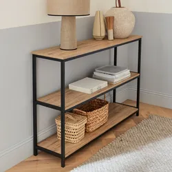 Metallregal mit Ablagen in Holzdesign Schwarz - sweeek