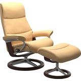 Stressless Relaxsessel STRESSLESS View Sessel Gr. Material Bezug, Cross Base Braun, Ausführung / Funktion, Maße, gelb (yellow) Lesesessel und Relaxsessel