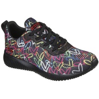 SKECHERS Damen Bobs Squad Starry Love Sneaker, Black And Multi Engineered Knit, 39