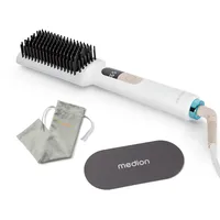 Medion Glättbürste HB1 (Glätteisen & Haarbürste, Haarglätter mit Ionen-Technologie, 5 regelbare Hitzestufen, 165°-210°. Ideal kombinierbar mit unserem Haartrockner) weiß