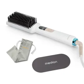 Medion Glättbürste HB1 (Glätteisen & Haarbürste, Haarglätter mit Ionen-Technologie, 5 regelbare Hitzestufen, 165°-210°. Ideal kombinierbar mit unserem Haartrockner) weiß