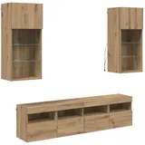 vidaXL TV Wand Einheiten mit LED 5 pcs Artisan-Eiche 40,5 x 30 x 90 cm