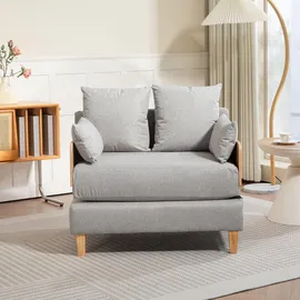 [en.casa] Schlafsessel Seinlus Polyester 81 x 88 x 68 cm Hellgrau mit Kissen