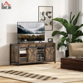Okwish TV-Lowboard 120x54x40 cm Braun Stahl/Holzwerkstoff