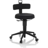 HJH Office Balancestuhl höhenverstellbar TOP WORK FLEX beweglicher Arbeitshocker mit Rückenlehne, Stoff Schwarz