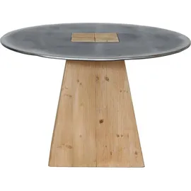 MCW Esstisch MCW-L76, Tisch Esszimmertisch, rund Industrial Massiv-Holz MVG-zertifiziert 74x120cm, natur mit Metall-Optik