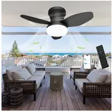 oyajia Deckenventilator 50W 3 Flügeln Deckenventilator mit Beleuchtung, LED Deckenleuchte 66cm, Dimmbare Deckenleuchte mit Fernbedienung für Schlafzimmer, Wohnzimmer schwarz