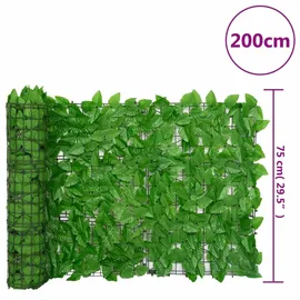 vidaXL Sichtschutzmatte mit Grünen Blättern 200 x 75 cm