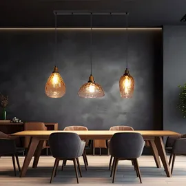 GLOBO Pendelleuchte Deckenleuchte Esszimmerlampe Hängeleuchte Glas Amber 3-Flammig