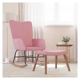 vidaXL Schaukelstuhl mit Hocker Samt Rosa