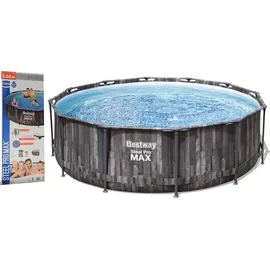 BESTWAY Steel Pro Max Frame Pool Set 366 x 100 cm holzoptik inkl. Filterpumpe