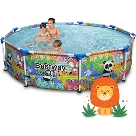 BESTWAY Steel Pro Paradise Frame Pool rund 274 x 66 cm bunt